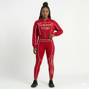 New Arrival Yoga <b>Workout</b> Women Clothing Sets Long Sleeve Quarter Zipper <b>Jacket</b> Seamless Legging Women's Two Piece Yoga Set - Product Image 2