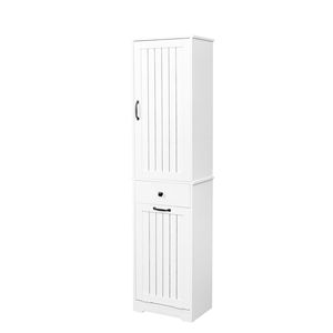 Mobiletto bianco con 1 vano e 1 cassetto per lavanderia, collezione di mobili da bagno - Product Image 6