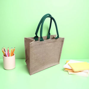 Reusable Jute Picnic Tote <b>Bag</b> with Strong Handles for Outdoor Camping and Shopping - Product Image 1