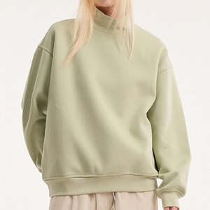 Sweat-shirt à col roulé pour femme en molleton 100% coton biologique, coupe oversize, avec impression en relief personnalisée OEM ODM, idéal pour l'hiver - Product Image 1