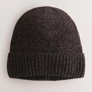 New Arrival Custom Logo Winter Warm Premium Soft High Quality Outdoor Chocolate <b>Brown</b> Chenille Solid Casual Unisex Beanies - Product Image 1
