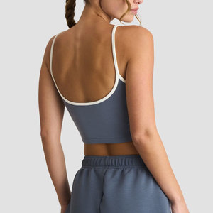 Nouvel Arrivage Débardeur de Sport Femme Court Col en V Profond pour Course, Entraînement et Exercice, en Tissu Côtelé Sans Manches - Product Image 5