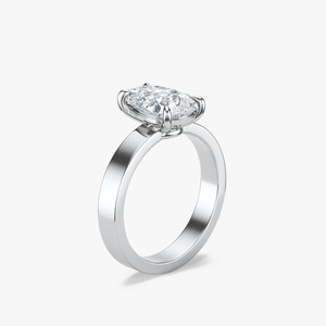 3 CT Pear Cut Lab Grown Diamond Prong Setting Solitaire <b>Ring</b> Wide Band 14K Gold Engagement - Product Image 6
