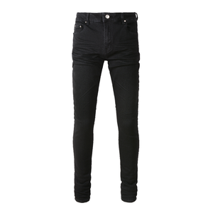 Wholesale <b>Men's</b> Black Denim Slim Fit Casual Classic Streetwear Pants Embroidery Washed Elastic <b>Stretch</b> Breathable Autumn/Winter - Product Image 5
