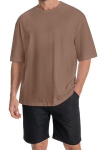 Nouvelle collection de t-shirts décontractés pour hommes à manches courtes, 100% coton, col rond et épaules tombantes, couleur unie, taille oversize, en provenance du Bangladesh - Product Image 2