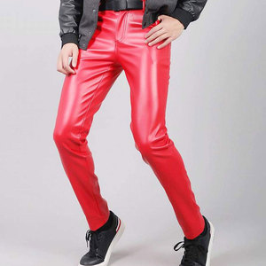 กางเกงหนังผู้ชายลำลองสีทึบ - Product Image 1