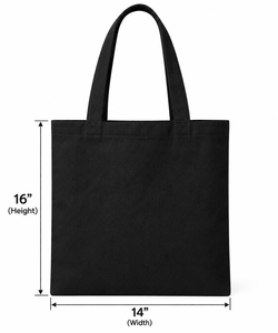 Black Canvas Tote <b>Bag</b> 16x14 Inches Open Top Minimalist Style Daily Use <b>Shoulder</b> <b>Strap</b> Shopping <b>Bag</b> - Product Image 3