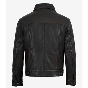 2026 OEM Best Trending Original Black Cowhide Leather Jacket For Men's Front Pockets High Quality Low MOQ Winter Fashion Jackets - Product Image 2