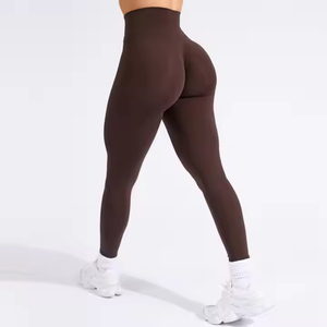 Shorts sans couture à taille haute élastique avec cordon de serrage pour femme – Idéal pour le sport, le yoga, la gym – Extensible dans les quatre sens (Spandex/Nylon) et respirant - Product Image 1