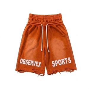 Streetwear Custom Logo High Quality French Terry Cotton <b>Patch</b> Stitching <b>Shorts</b> Acid Wash Distressed <b>Shorts</b> for <b>Men</b> - Product Image 1