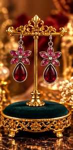 Pendientes Colgantes Florales Vintage con Perlas de Agua Salada y Cristales Chapados en Oro para Mujer - Joyería de Regalo - Product Image 4