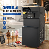 Komersial desktop vertikal lembut melayani mesin es krim 3-rasa mesin es krim yogurt