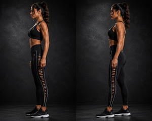 Ensemble de yoga pour femmes noires : Soutien-gorge de sport dos croisé et leggings de gym taille haute évidés – Tenue de fitness - Product Image 4