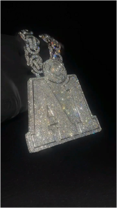 จี้ห้อยคอแบบฮิปฮอปประดับเพชรโมอิสซาไนต์ VVS เงินแท้ 925 ดีไซน์ตัวอักษรสั่งทำพิเศษ - Product Image 6