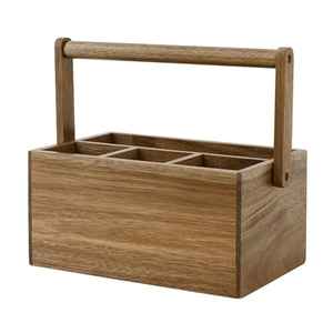 Porte-ustensiles de cuisine en bois, organisateur de couverts multi-compartiments, boîte de rangement rustique pour comptoir, support à couverts de table - Product Image 3