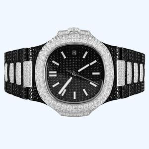 Solid Stainless Steel <b>Black</b> Fully Ice Out Diamond Automatic Movement Hip Hop <b>Watch</b> for <b>Men's</b> Fashion Jewelry - Product Image 2