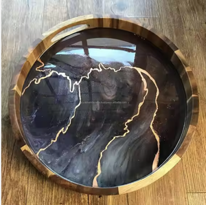 Handmade Round Wooden Tray with Epoxy Resin Use As <b>Jewellery</b> Holder Ring Holder <b>Wood</b> Serving Tray Key Holder - Product Image 4