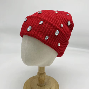 Fashion Luxury Shiny Bling Rhinestones Y2k Skull Beanie <b>Hat</b> <b>Winter</b> Warm Thick Knit Stretchy Cap with Gems for Women - Product Image 2