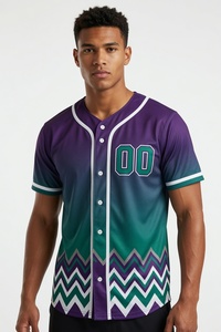 Custom Purple Gradient Sublimation Baseball Jersey Mens Button Up Team Uniform Moisture Wicking <b>Athletic</b> Sports Shirt - Product Image 5