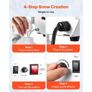 Macchina della Neve da 1200W con Supporto Regolabile in Altezza, Sistema di Attrezzature da Palcoscenico per la Produzione di Effetti Neve - Product Image 6