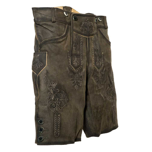 Shorts en cuir bavarois pour hommes, marron, brodés, pantalon traditionnel Trachten, vêtements décontractés pour l'Oktoberfest - Product Image 2