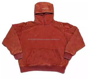 Fabricants personnalisés Tissu lourd coupé et cousu Patch de broderie en détresse Hommes Acid Wash HoodiesDDP Shipping - Product Image 5