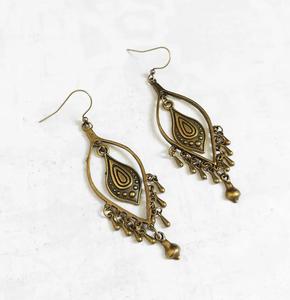 Pendientes Colgantes de Latón Chapado en Oro Vintage, Modelo H H, Artesanía # 008 para Mujeres y Niñas, Joyería Brillante para Bodas - Product Image 5