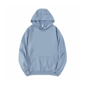 Sweat-shirt à capuche bleu clair pour homme, coupe classique, couleur unie, en coton tricoté, pull décontracté pour l'automne - Product Image 1
