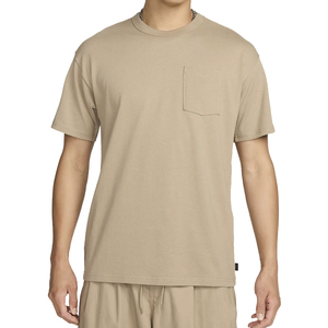 Men's Khaki Cotton T-Shirt O-Neck Short Sleeve Regular Fit Solid Color Casual Jersey Knit Blank Design - Product Image 1
