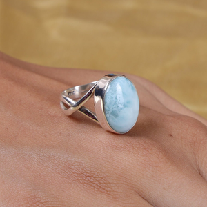 แหวนพลอยลาริมาร์ เงินแท้ 925 แหวนพลอยสีน้ำเงิน - Product Image 2