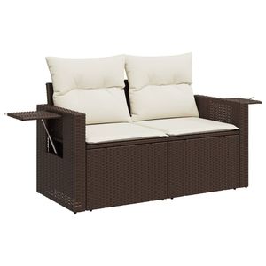Conjunto de Sofá de Jardín de Ratán PE Marrón con Acero con Recubrimiento en Polvo y Vidrio Templado, Muebles de Exterior Premium - Product Image 6