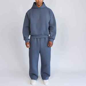 Tracksuits Manufacturer Custom OVERSIZED BOXY Tracksuit For Men Pullover <b>Hoodie</b> and Sweatpants Cotton Fleece Baggy Tracksuits - Product Image 4