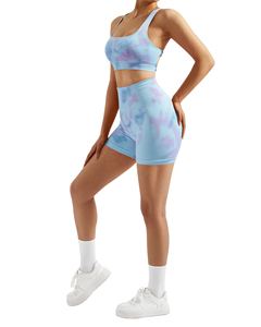 Ensemble de yoga 2 pièces pour femme : Soutien-gorge de sport sans bretelles et short de gym mi-long en polyester/coton – Tenue décontractée d'été - Product Image 2