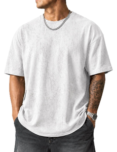 Camiseta Oversize Moderna para Hombre, Corte Holgado, Cuello Redondo de Algodón, Manga Corta, Hombros Caídos, Estilo Urbano Casual, Ropa de Calle Transpirable para Verano - Product Image 1