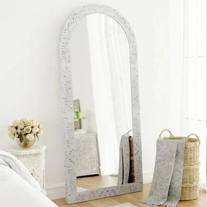Espejo de Pared con Incrustaciones de Madreperla y Hueso, Hecho a Mano en India por FAIZA CRAFT, con Borde Pulido, Estilo Moderno, Decoración para el Hogar de Alta Calidad, Superventas - Product Image 6