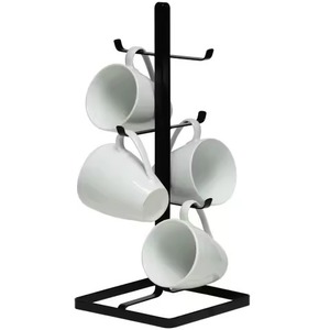 Metal Mug Holder Gold Finished Metal Frame 6 Tiered Hooks Open Circular <b>Wire</b> Base Kitchen Counter Coffee Teacup <b>Rack</b> Mug Holder - Product Image 5