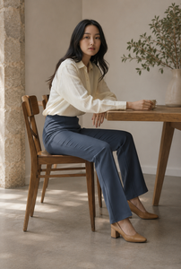 Pantalones Elegantes de Cintura Alta y Pierna Ancha, Color Sólido, Satinados, para Mujer, Largos, Antiarrugas - Product Image 4