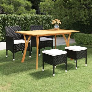 Juego de Comedor de Madera de Acacia Sólida de Durabilidad Media, Color Negro, para Jardín - Product Image 1