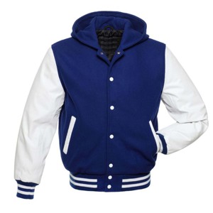 Men's Custom Patchwork Real Leather Sleeves Varsity Letterman <b>Jacket</b> Hot Selling <b>Canvas</b> with Embroidery Logo - Product Image 5