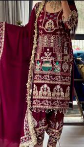 Lancement d'un nouveau look de soirée de créateur : haut, dhoti salwar et dupatta - Product Image 4