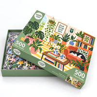 Puzzles personnalisés imprimés de 500 pièces, motif botanique, chat, 42x57cm, carton épais mat, jouet éducatif pour adultes
