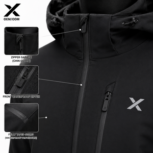 Chaqueta Softshell con Capucha para Hombre X Sports City |   Chaqueta Deportiva Lisa, Resistente al Agua, con Cierre, Transpirable, Cortavientos para Actividades al Aire Libre - Product Image 5