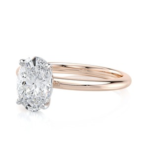 Bague de fiançailles solitaire en diamant de laboratoire taille ovale 2,40 carats, or rose, bijoux fins personnalisés pour mariage, vente en gros - Product Image 5