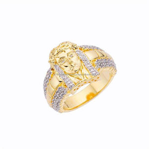 Anillo de Lujo de Plata 925 con Diamante Cultivado en Laboratorio en Forma de Rostro y Detalles de Piedras Brillantes para Compradores Mayoristas de Joyería - Product Image 1