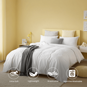 Ensemble de housse de couette respirante en polyester de qualité supérieure, blanc et rose, surdimensionné, 3 pièces, comprenant 1 housse de couette et 2 taies d'oreiller - Product Image 2