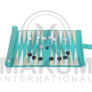 Pu Leather Backgammon Set Rolling Board Game With Dice And Checkers For Two Players Abstract Strategy <b>Entertainment</b> - Product Image 3