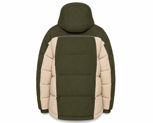 Factory Direct Hooded Puffer <b>Jacket</b> Cold Weather Quilted Padding Elastic Cuffs Custom Woven Patch Service Secure Zipper Pockets - Product Image 3