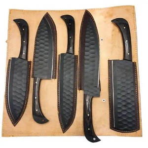 Juego de Cuchillos de Chef Profesionales de Acero Inoxidable de 5 Piezas, Hechos a Mano por Ahmad Fabric, Mango de Resina, Funda de Cuero, Diseño Moderno, Personalizable - Product Image 4