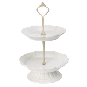 Support à gâteau carré à 2 niveaux en aluminium argenté fait main, style vintage, pour présentation de desserts et service lors de mariages - Product Image 2