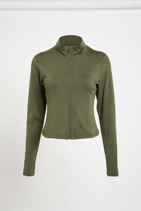 Veste de yoga pour femme à col montant zippé, manches longues, coupe ajustée, séchage rapide, haut de sport anti-humidité pour la course et la gym - Product Image 1